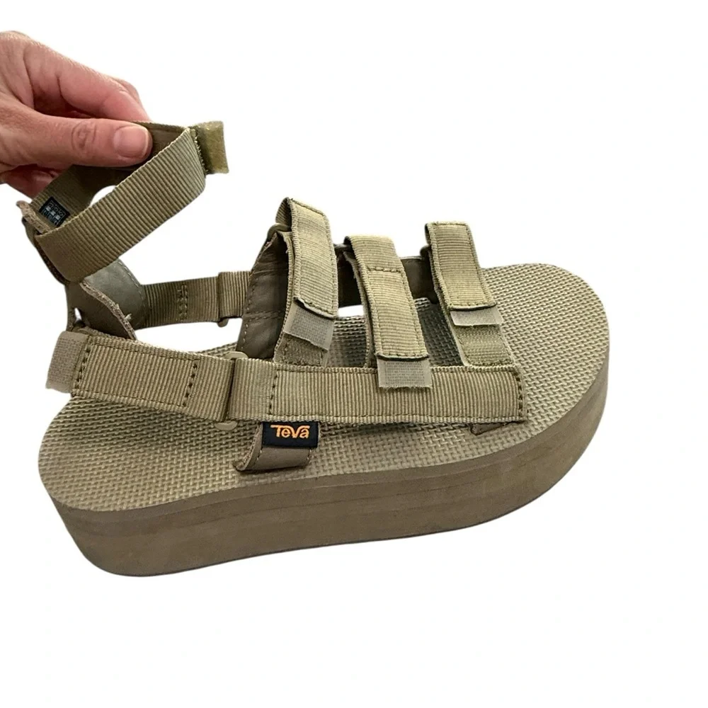 Teva Flatform Mevia Olive Green Women's 8 Platform Summer Festival - Picture 6 of 16